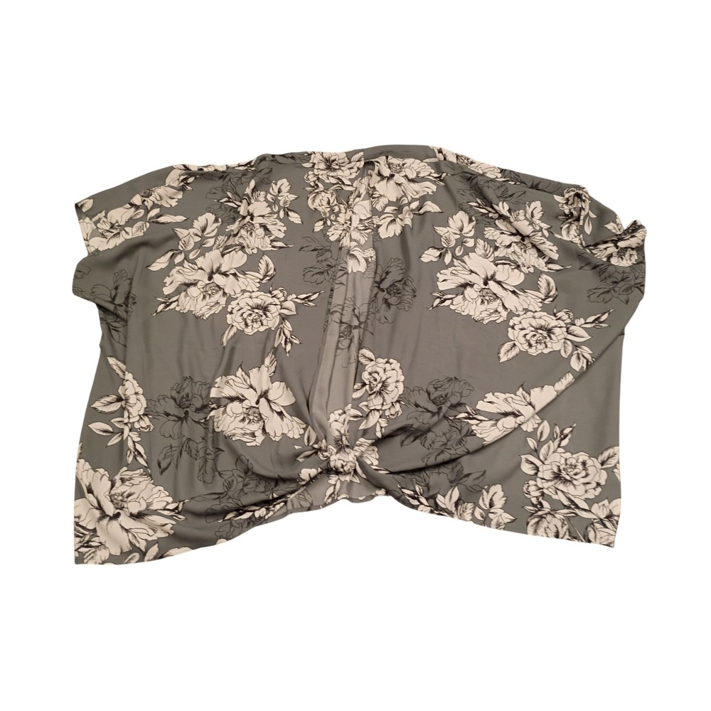 Maurices Floral Kimono Wrap Womens OS Sage Green Front Knot Boho Shrug Topper